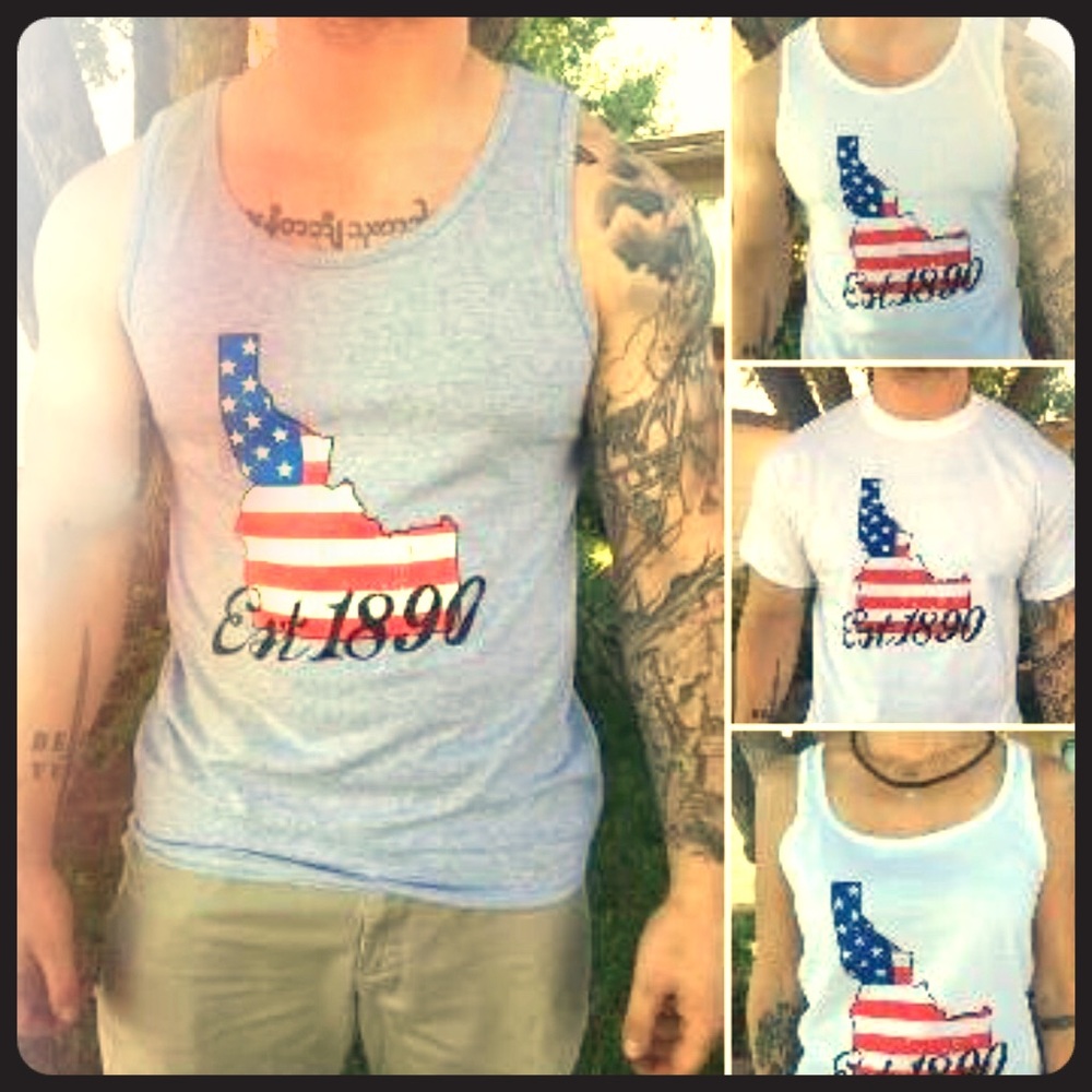 4th of July IDAHO tank white Mens